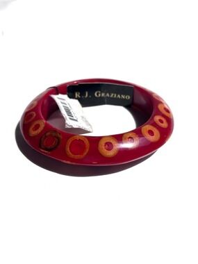 NWT R. J. Graziano Vintage ca1980s Lucite Resin Polka Dot Bangle Bracelet